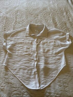 Zara Girl’s White Button-Up Crop Gauze Shirt EUC 12-13yrs